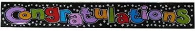 Party Anthem "Congratulations" Foil banner- 34 x 5 inches Banner(34 ft, Pack of 1)