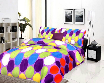 MR MACHROLI 144 TC Microfiber Double 3D Printed Flat Bedsheet(Pack of 1, Purple)