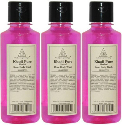

KHADI PURE GRAMODYOG HERBAL ROSE BODY WASH-PACK OF 3(630 ml, Pack of 3)