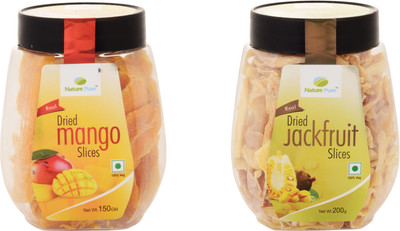 

Nature Pure Dried Fruits- Mango Slices Jar + Jackfruit Strips Jar (150g+200g) Pack of 2 Natural Candy(Pack of 2)