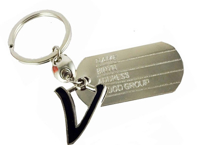 

kartstring V alphabet metalic Key Chain(Silver)