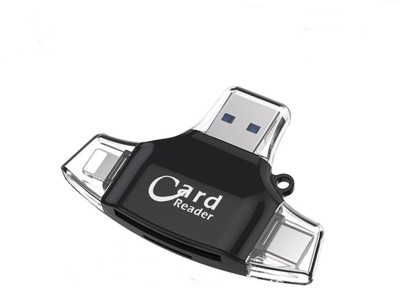 Mobizmo Pro Plus 4 in 1 OTG Card Reader Four ports : lightning + Type C + Micro USB + USB Card Reader(Black)