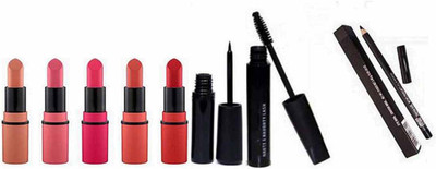 

Glorist Mini Lipstick Haute and Nauty Mascara, Liquid Last Eyeliner and Pencil Kajal (Pack of 5)(Set of 8)