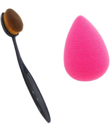 One Personal Care Classical Oval Shape Brush + Professional Tear Drop Beauty Blender(2 Items in the set)