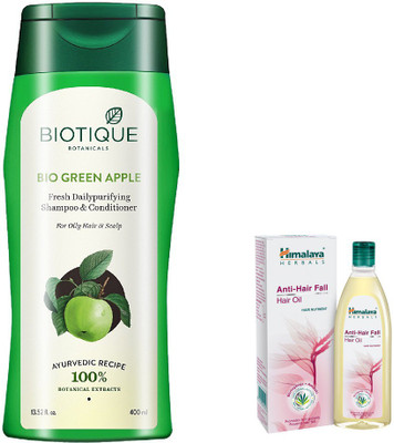 

Himalaya Anti Hair Fall Hair Oil, Bio Green Apple Shampoo & Conditioner(Set of 2)
