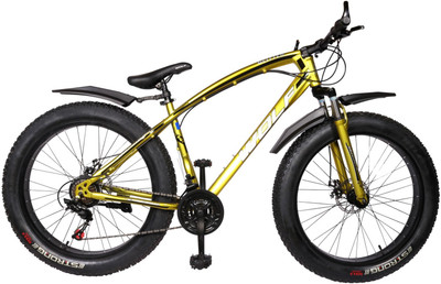 

WOLF Glitter 26x4.0 Dual Disc & Suspension FAT Bike For Adults Gold 26 T Mountain/Hardtail Cycle(21 Gear, Multicolor)
