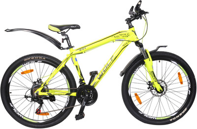 

WOLF Runner Dual Disc Alloy Biycycle For Adults 26 T Mountain/Hardtail Cycle(21 Gear, Multicolor), Green