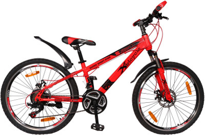 

X Bicycle Super Sport Disc Brakes Bicycle For Juniors Red&orange 26 T Mountain/Hardtail Cycle(21 Gear, Multicolor), Orange;red