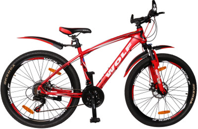 

WOLF Legend Carbon Look Dual Disc Bicycle For Adults Red 26 T Mountain/Hardtail Cycle(21 Gear, Multicolor)