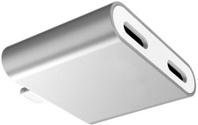 

Oxza Lightning 8 Pin Jack + Charging Port Adaptor for 7 / 7 Plus USB AUX Cable(Silver)