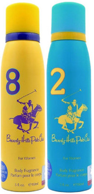Beverly Hills Polo Club Sport No 8 and 2 Perfume Body Spray Combo pack of 2 (150ml each) Perfume Body Spray - For Women(150 ml, Pack of 2)