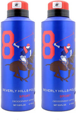 

Beverly Hills Polo Club Sport No 8 Deodorant Combo pack of 2 (175ml each) Deodorant Spray - For Men(175 ml, Pack of 2)