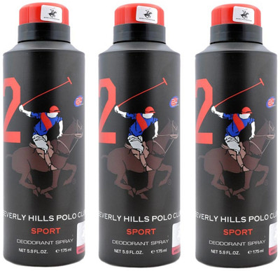 

Beverly Hills Polo Club Sport No 2 Deodorant Combo pack of 3 (175ml each) Deodorant Spray - For Men(175 ml, Pack of 3)