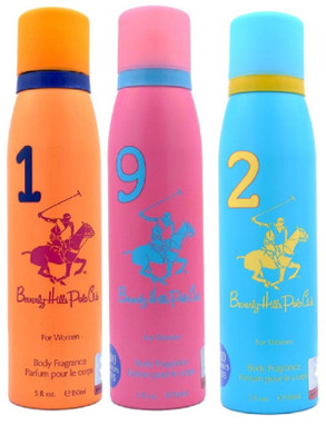 

Beverly Hills Polo Club Sport No 1, 9 and 2 Perfume Body Spray Combo Pack of 3 (150ml each) Perfume Body Spray - For Women(150 ml, Pack of 3)