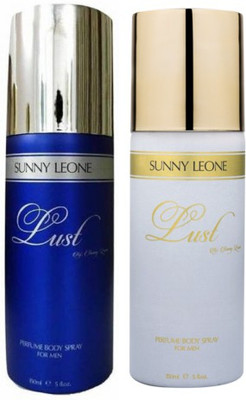 

Sunny Leone One Lust Blue & One Lust White Perfume Body Spray Combo for Men Perfume Body Spray - For Men(300 ml, Pack of 2)