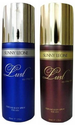 

Sunny Leone Two Lust Blue and Lust Brown Perfume Body Spray Combo for Men Perfume Body Spray - For Men(300 ml, Pack of 2)
