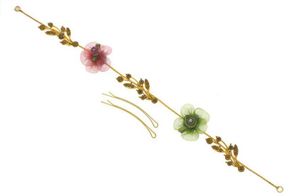 Anuradha Art Jewellery Hair Chain Hair Chain(Pink, Green)