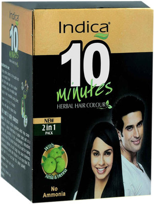 

Indica 10 Minutes 2 in 1 Herbal Hair Colour ( Pack Of 8) Hair Color(Black)