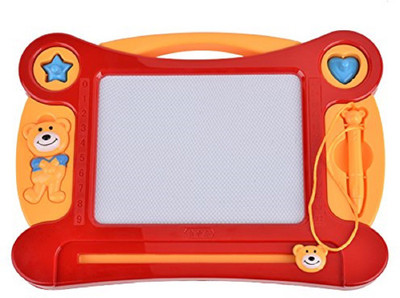 

A+B Magnetic Drawing Board Sketch Pad Rectangle Teddy Shape Writing Craft Art Children(Orange, Red)