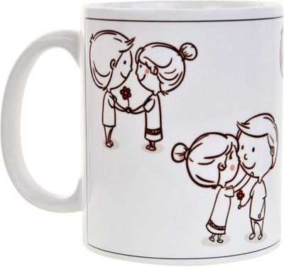 

Halowishes Valentine's Day Gift Coffee Ceramic Mug(325 ml), Multicolor