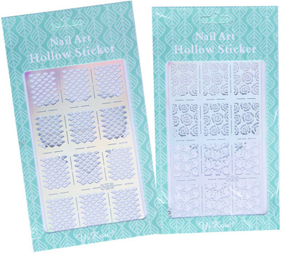 

Looks United Pack Of 2 Nail Art Stencils JV203- JV215(Silver)