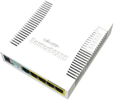 

Mikrotik 5x Gigabit PoE out Ethernet Smart Switch, SFP cage, plastic case, SwOS Network Switch(White)