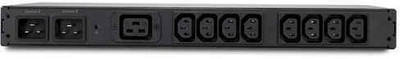 

APC RACK ATS, 230V, 16A, C20 IN, (8) C13 (1) C19 OUT Network Switch(Black)