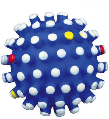 

SRI Pet Dog Puppy Cat Lovely Spike Squeaker Sound Toy Chews Multicolour Balls - Medium (Blue) Rubber Ball For Dog & Cat