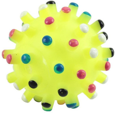 SRI Pet Dog Puppy Cat Lovely Spike Squeaker Sound Toy Chews Multicolour Balls - Medium (Yellow) Rubber Ball For Dog