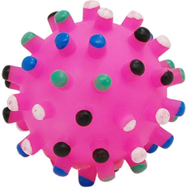 

SRI Pet Dog Puppy Cat Lovely Spike Squeaker Sound Toy Chews Multicolour Balls - Medium (Pink) Rubber Ball For Dog