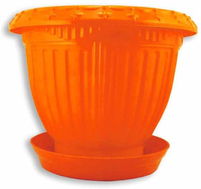 

Dineshalini Creations Champion Garden Pot Plant Container(Plastic, External Height - 10 cm), Orange