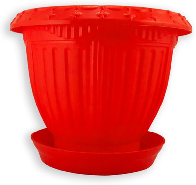 

Dineshalini Creations Champion Garden Pot Plant Container(Plastic, External Height - 10 cm), Red