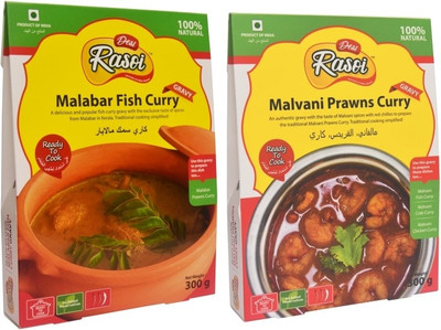 

Desi Rasoi Combo- Malabar Fish Curry + Malvani Prawns Curry (Pack of 2) 600 g