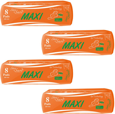 

Staysure STAY SURE 24CM MAXI 8 PADS 4 PACKETS Sanitary Pad(Pack of 4)