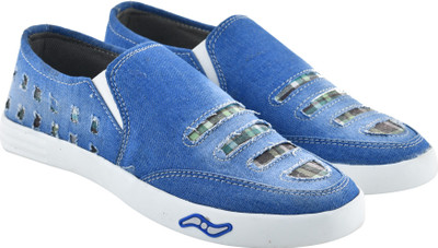 

WalkJump men denim rough shoes, jeans casual shoes, Slip On Sneakers For Men(Blue