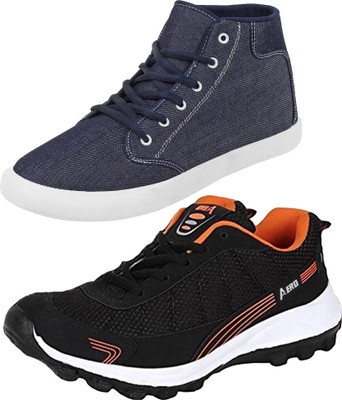 

Aero 02 Pair Combo Power Play Running and Canvas Sneakers For Men(Blue, Black, Orange