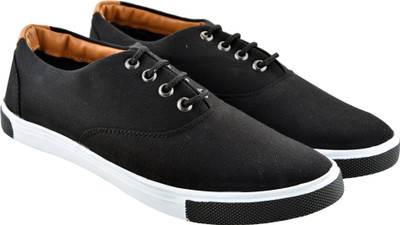 

WalkJump men solid sneakers, stylish casual shoes, Canvas Shoes For Men(Black