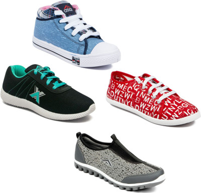 

Asian Women Casual & Running Shoes Combo Pack of 4 Canvas Shoes For Women(Multicolor