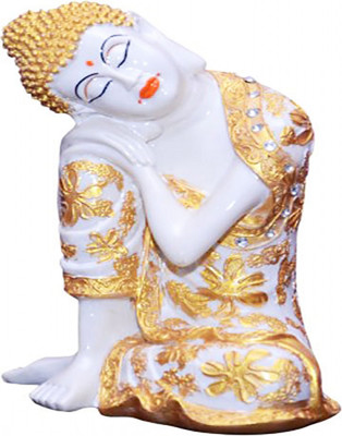 

Gaba Trend Buddha Resting On Knees Statue Decorative Showpiece - 25 cm(Polyresin, Gold, White)