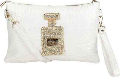 

Liza Women Casual White, Gold PU Sling Bag, Gold;white