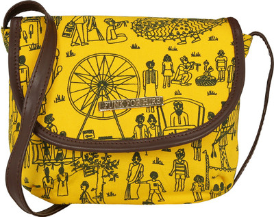 

FUNK FOR HIRE Women Casual Yellow Canvas, Leatherette Sling Bag