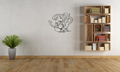 peacockirde 60 cm Ganesha Ohm Sketch Self Adhesive Sticker(Pack of 1)