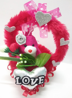 

Aparshi Adorable basket love teddybear stuffed soft toy valentine gift BKT06_2 - 32 cm(Red)