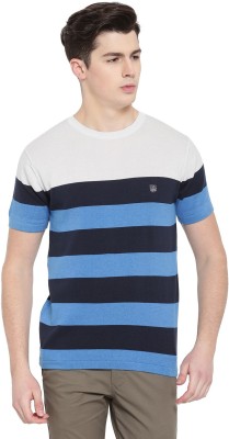 DUKE Striped Men Round Neck Dark Blue, Blue, Grey T-Shirt