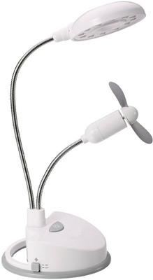 

Three Secondz USB Desk Lamp and Fan 12 LEDs USB Desk Lamp and Fan USB Fan(White)