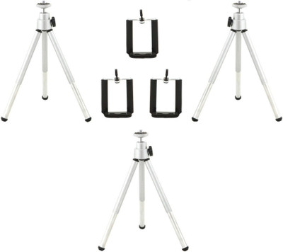 

ReTrack 3PC SET OF Adjustable Mini Mobile Phone Camera Stand Clip Bracket Tripod(Silver, Supports Up to 500 g)