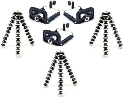 

ReTrack 3PC SET OF Adjustable Mini Octopus Mobile Phone Camera Stand Clip Bracket Holder Tripod(Black, Supports Up to 500 g)