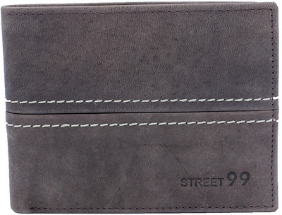

Street 99 Men Grey Genuine Leather Wallet(12 Card Slots)