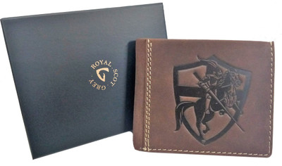 

Royal Scot Grey Men Brown Genuine Leather Wallet(4 Card Slots), D brown