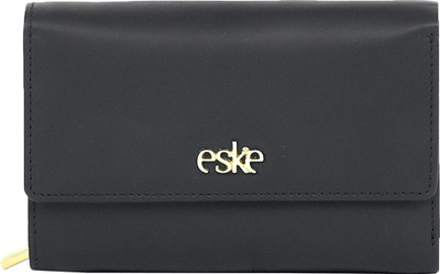 

Eske Women Black Genuine Leather Wallet(6 Card Slots)